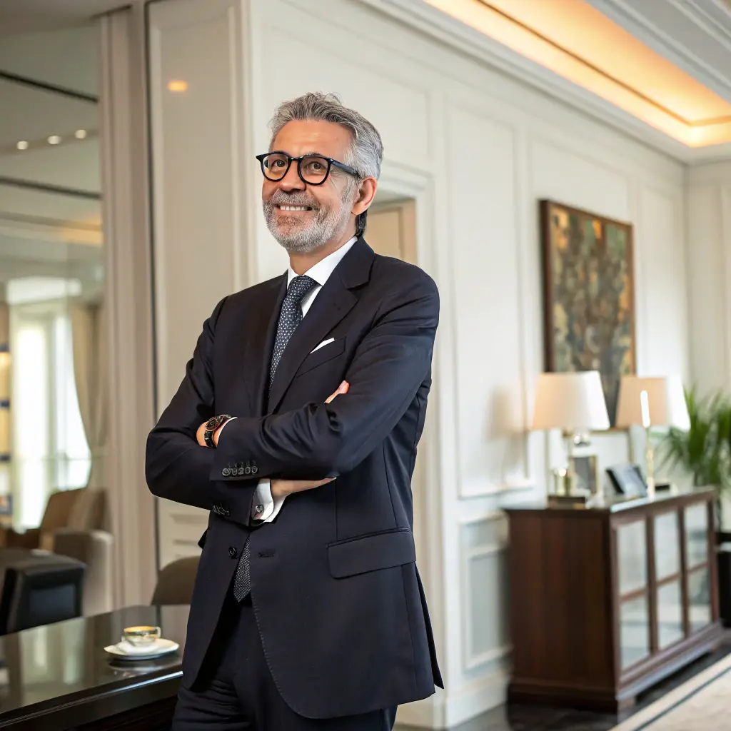 Businessman in suit smiling