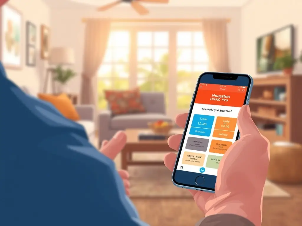 A curated list of HVAC businesses for sale displayed on a tablet, with a magnifying glass hovering over it, representing opportunity sourcing.