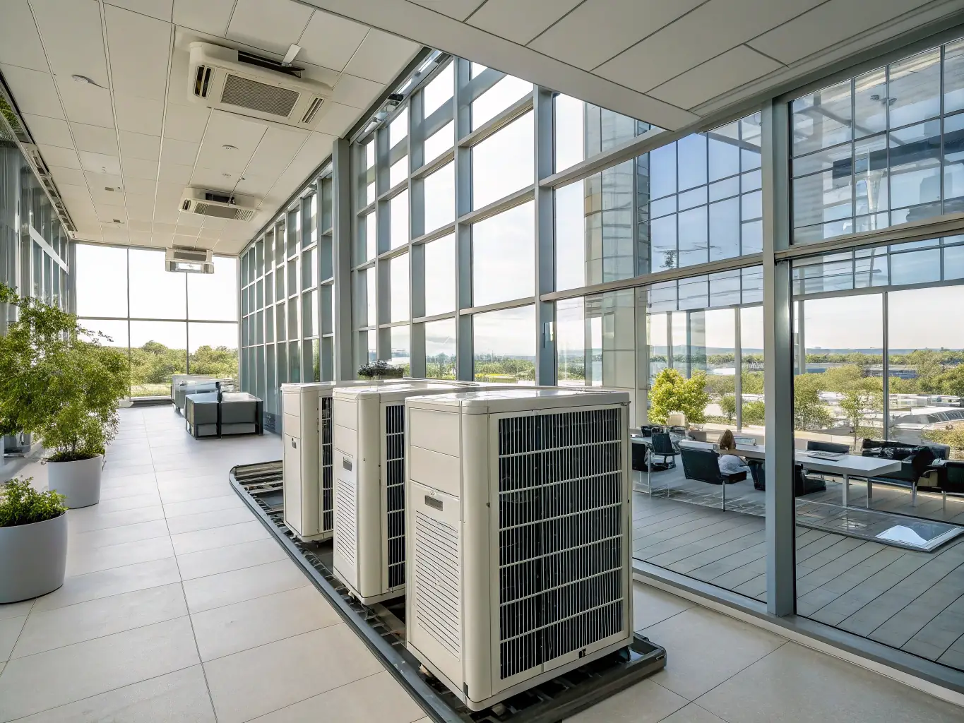 An image of a well-organized HVAC company office with clean equipment and a focus on efficiency, representing the preparation and positioning phase for a successful sale.
