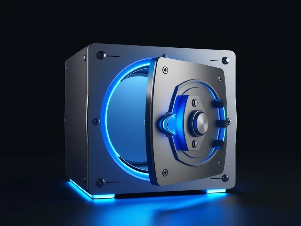 An image showing a secure vault with the BlueExit logo, symbolizing the confidentiality and security provided throughout the sales process.