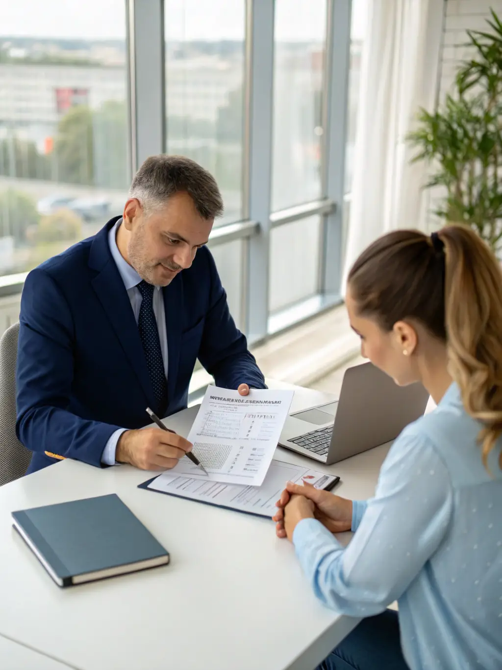 An image of a comprehensive valuation report being presented to an HVAC business owner, emphasizing clarity and seller-friendliness.